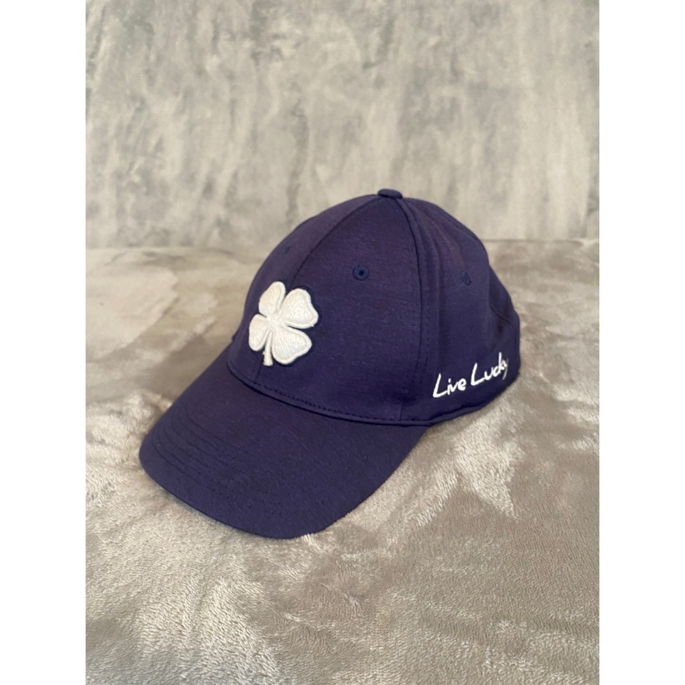 Black Clover Hat Mens S/M Navy Blue Memory Fit Live Lucky Clover Baseball Cap
